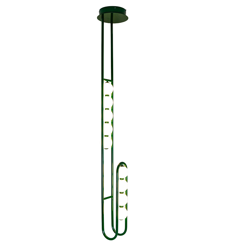 green hanging lights