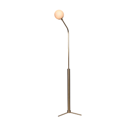 Rhythm Floor Lamp Glass Globe side profile highlighting brass base and stand
