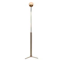 Rhythm Floor Lamp Glass Globe full back view showing its glass globe and rotatable brass arms
