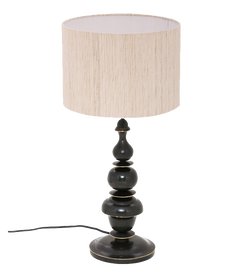 Kalash Bedside Table Lamp with white shade and black brass base 