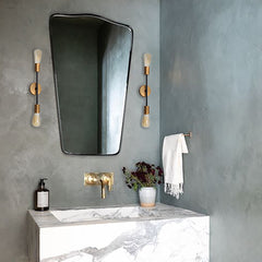 Parisienne 2 Bulb Wall Light Lamp placed in washroom along with the mirror