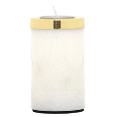 Decorative Yang Tealight Tower - Brass and white marble candle holder