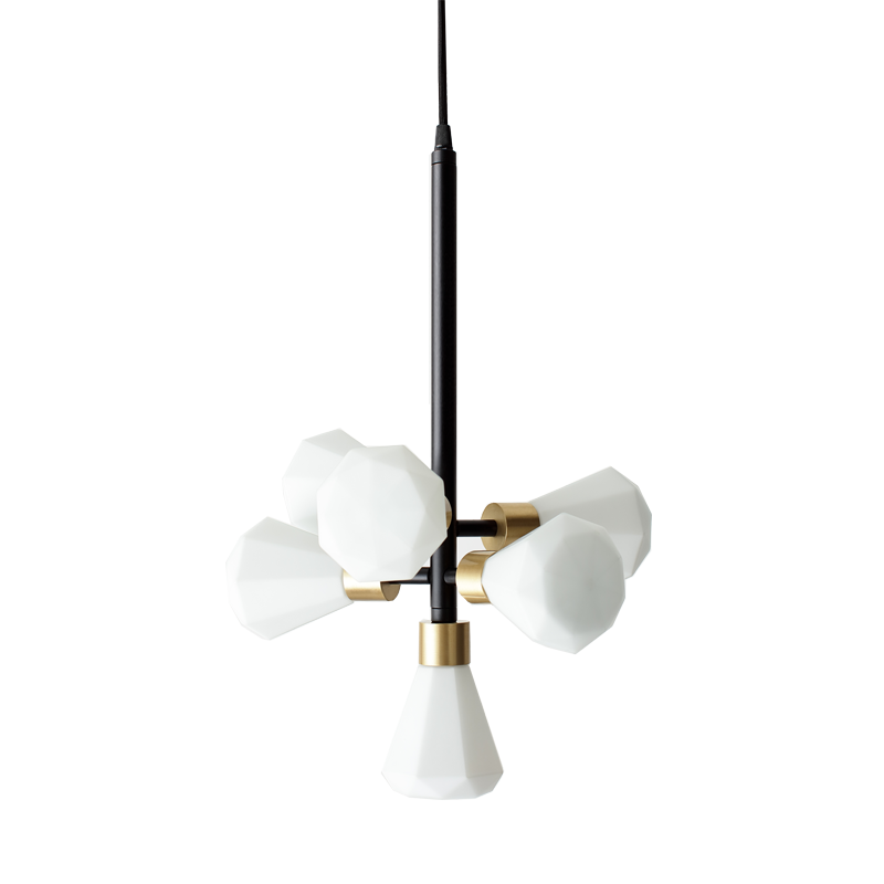 Cluster Sculptural Pendant Lamp, composed of several individual pendant lamps arranged in a fluid cluster.