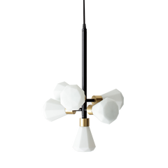 Cluster Sculptural Pendant Lamp, composed of several individual pendant lamps arranged in a fluid cluster.