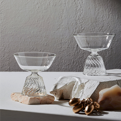 2 Firdaus glass bowls with a ribbed / fluted design base