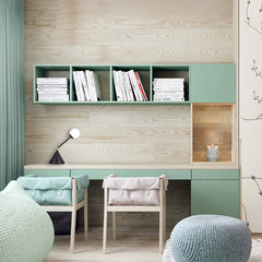 Esferra Table Lamp with a conical base and a spherical lampshade, placed on a study table
