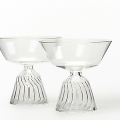2 Firdaus dessert glass bowls with a ribbed / fluted design base