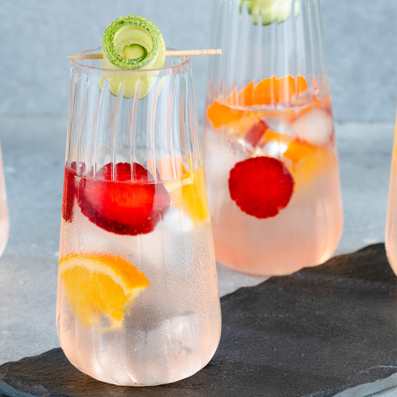 Firdaus Cocktail Glasses, close view of tall textured glass