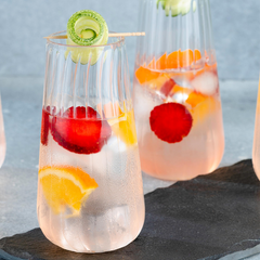 Firdaus Cocktail Glasses, close view of tall textured glass