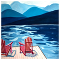Lake Dock , Mountains and Chairs