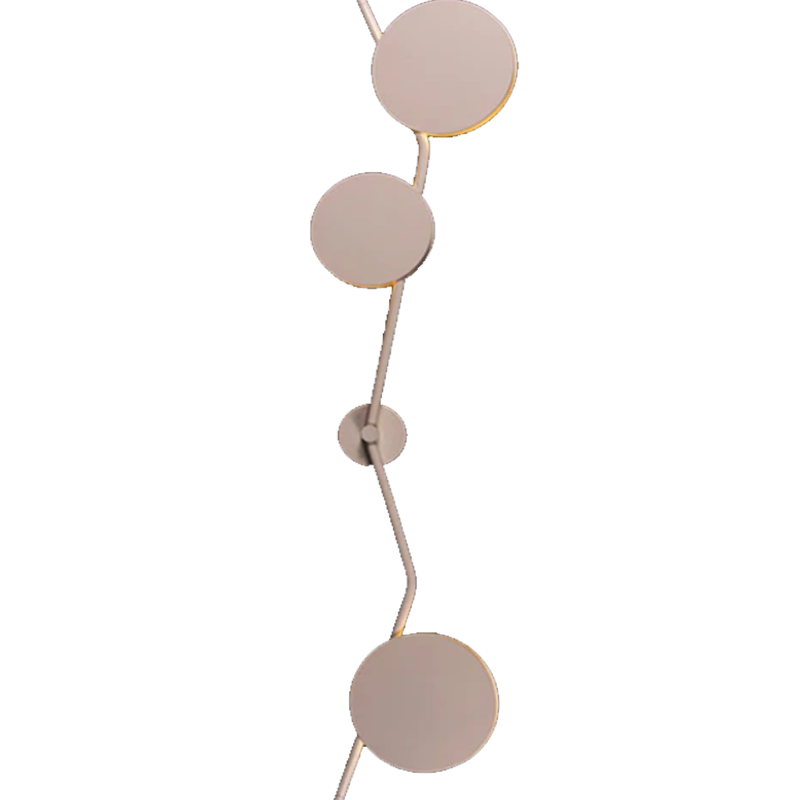 A Lino wall-mounted light fixture with a contemporary design, featuring a series of circular elements connected by a curved cord.