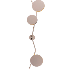 A Lino wall-mounted light fixture with a contemporary design, featuring a series of circular elements connected by a curved cord.