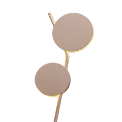 Close look of wall-mounted Lino Wall Lamp, contemporary design featuring a series of circular elements connected by a curved cord.