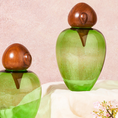 Two decorative Chirp Parrot design Glass Jar for storage with wooden lid