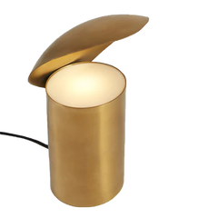 Shell Table Lamp in Gold color, made of plated steel with unique sleek design.
