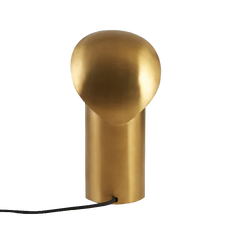 Shell Table Lamp in Gold,  back view showing cylindrical base with shining gold
